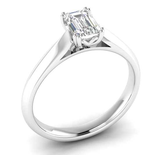 Platinum Solitaire Emerald Cut Four Claw 1.00ct Diamond Ring