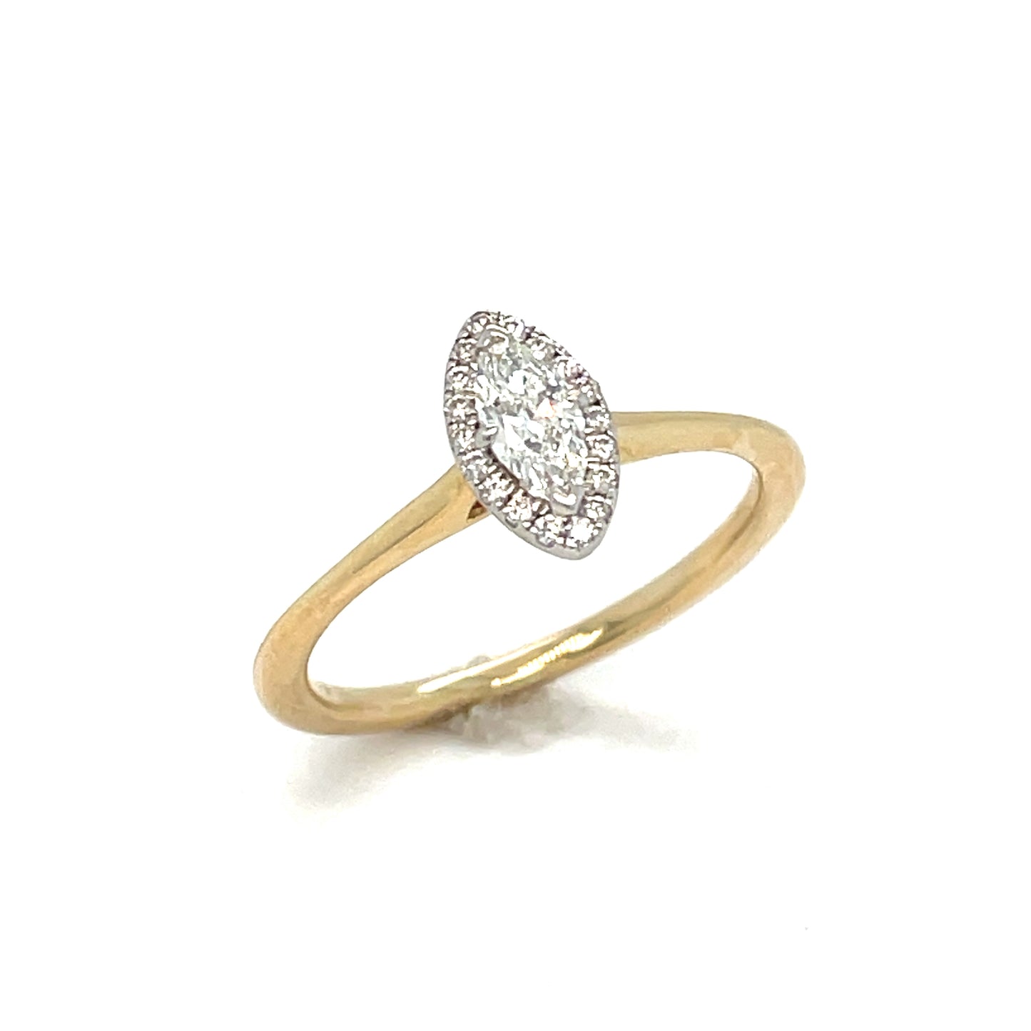 14ct Marquise Cut Solitaire Diamond Ring .12ct