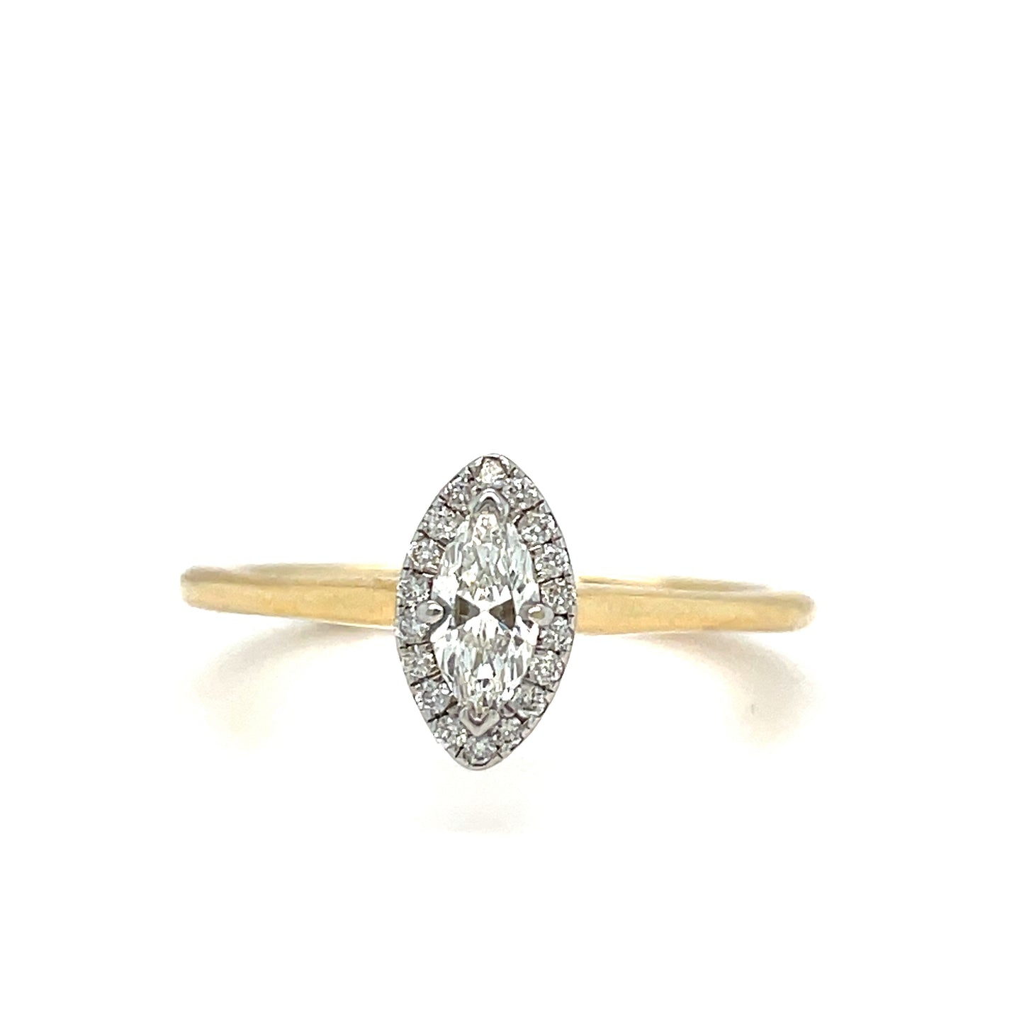 14ct Marquise Cut Solitaire Diamond Ring .12ct