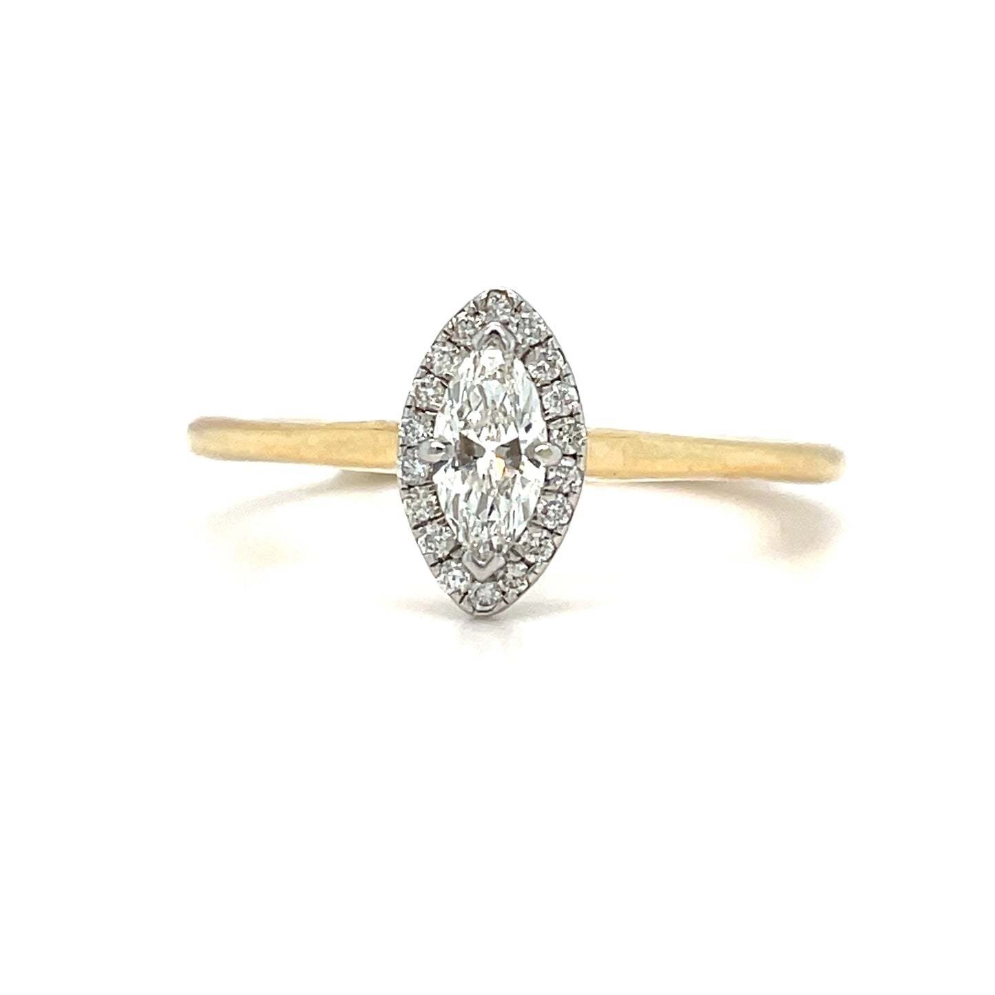 14ct Marquise Cut Solitaire Diamond Ring .12ct