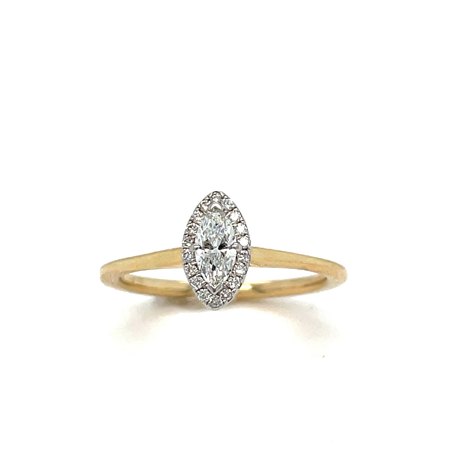 14ct Marquise Cut Solitaire Diamond Ring .12ct