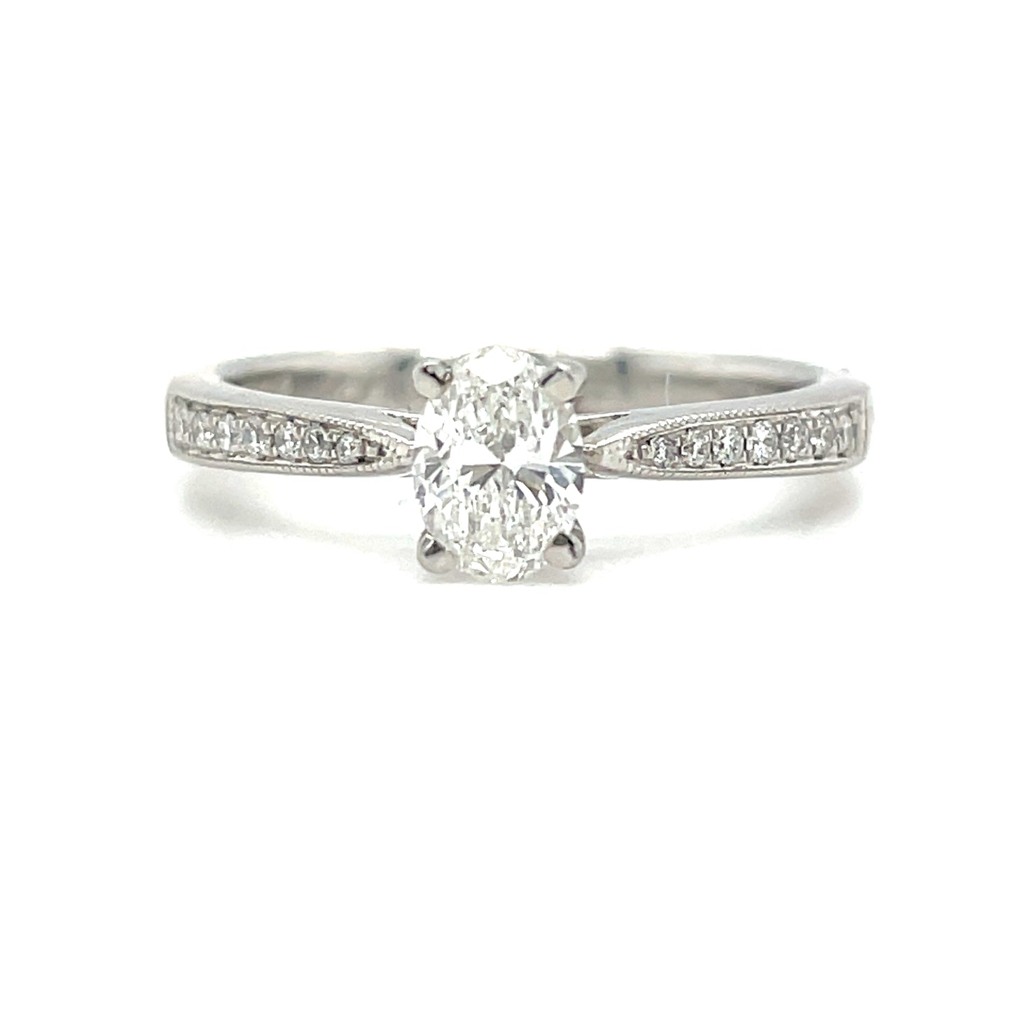 Platinum Solitaire With Diamond Shoulders .48ct Diamond Ring