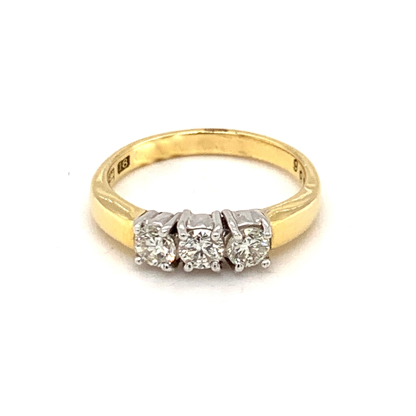 18ct Brilliant Cut Three Stone Diamond Ring .66ct