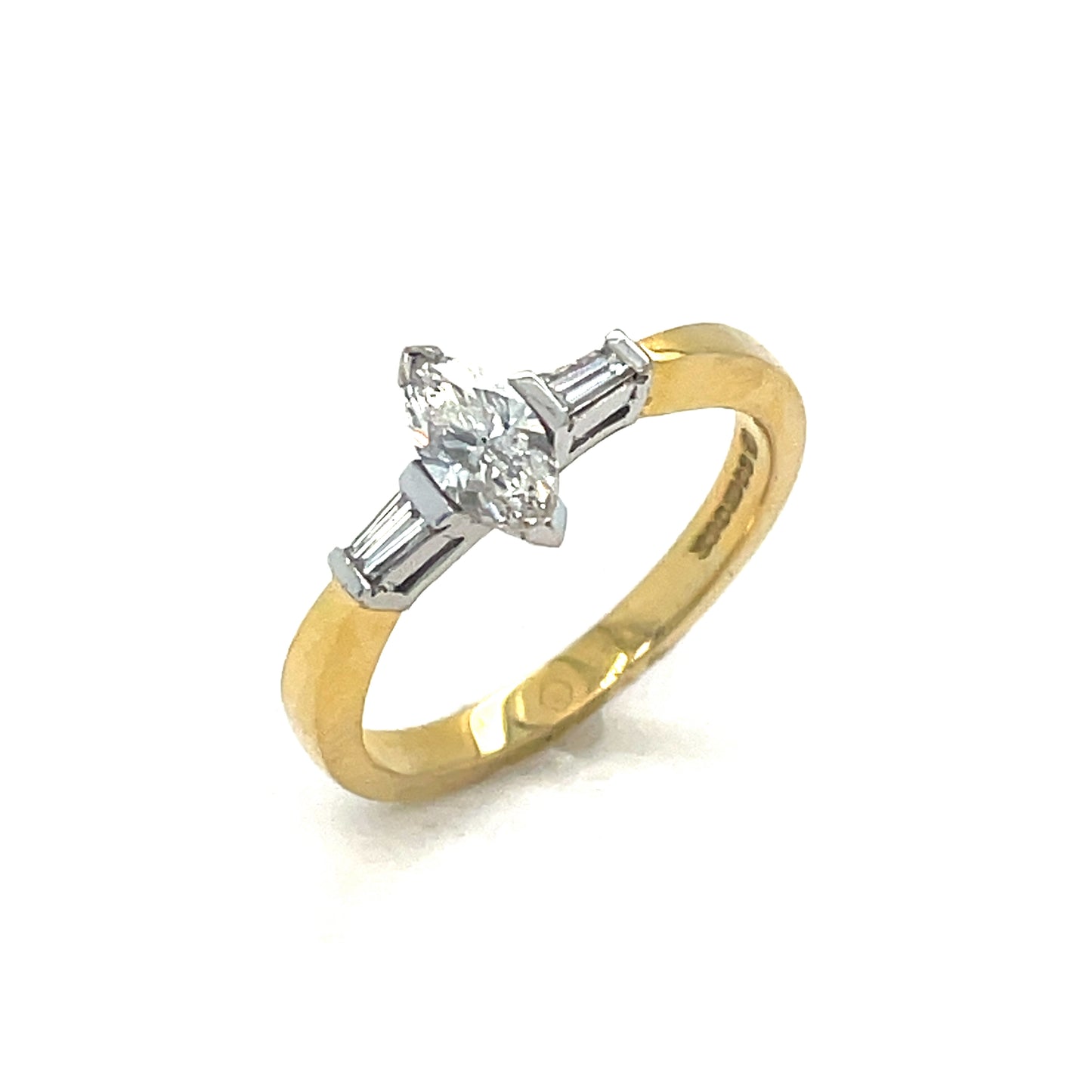 18ct Marquise Cut Solitaire Diamond Ring .56ct