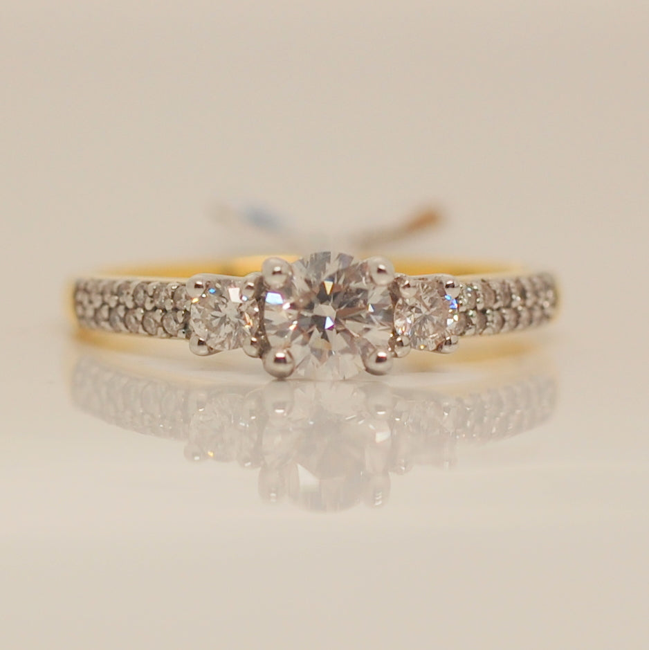 18ct Three Stone .75ct Diamond Ring