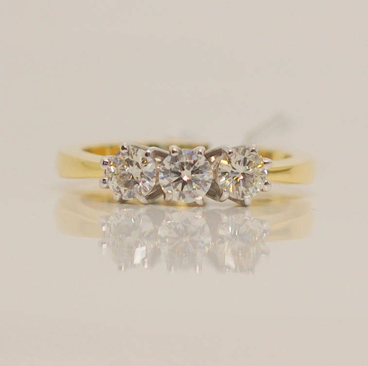 18ct Three Stone .72ct Diamond Ring