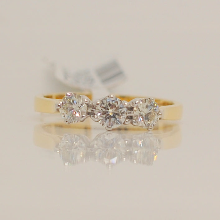 18ct Three Stone Brilliant Cut .68ct Diamond Ring