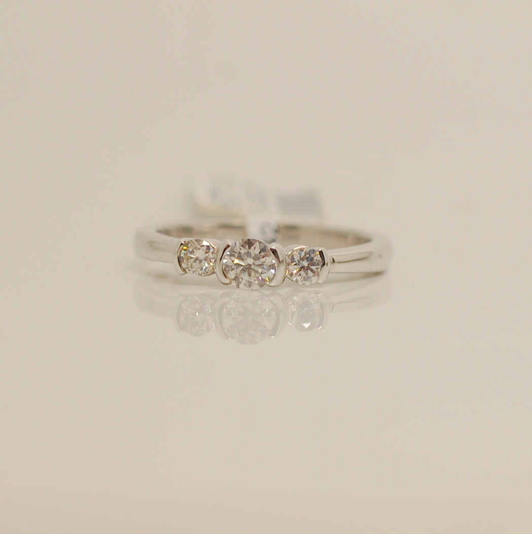 18ct Three Stone White Gold .42ct Diamond Ring