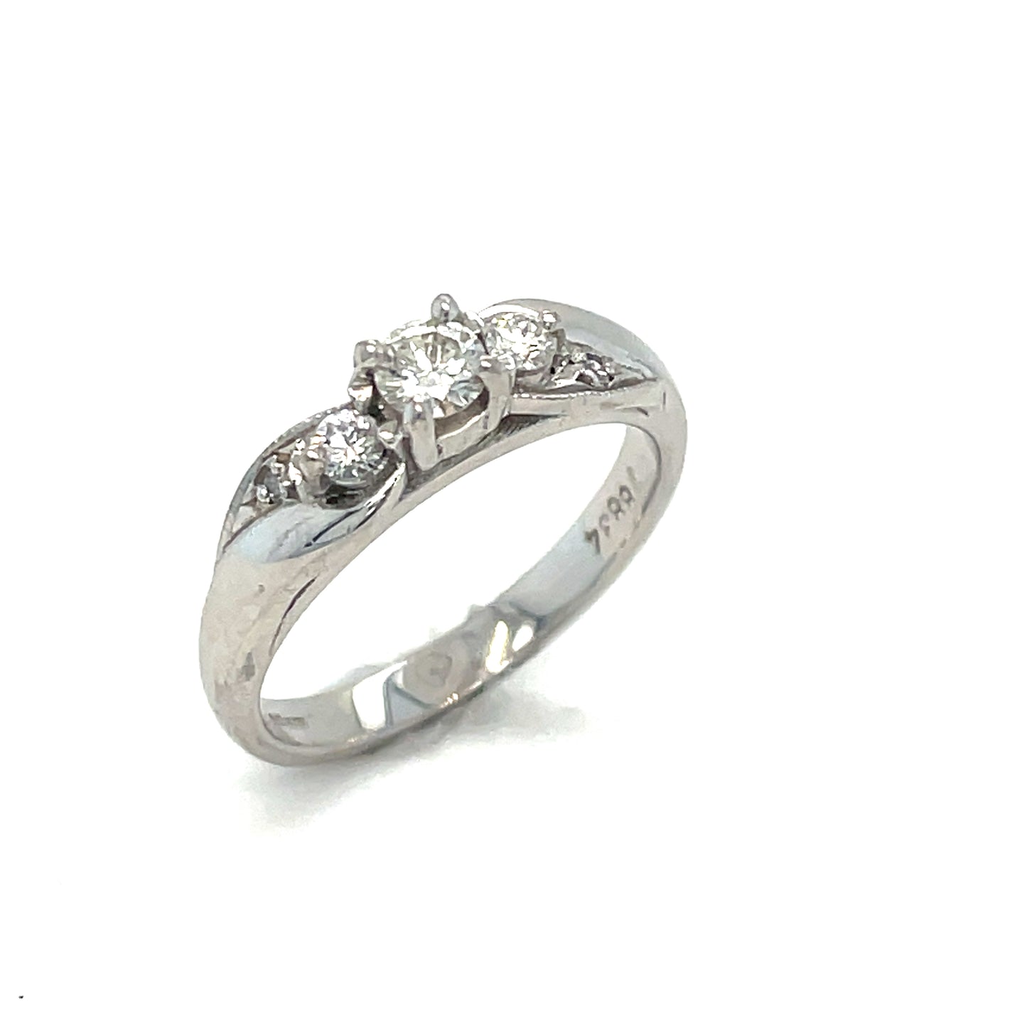 18ct White Gold Three Stone .34ct Diamond Ring