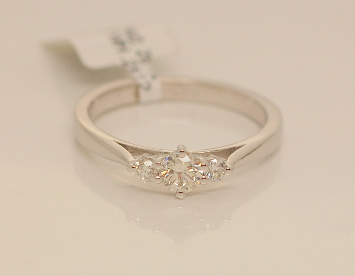 18ct White Gold Three Stone .40ct Diamond Ring