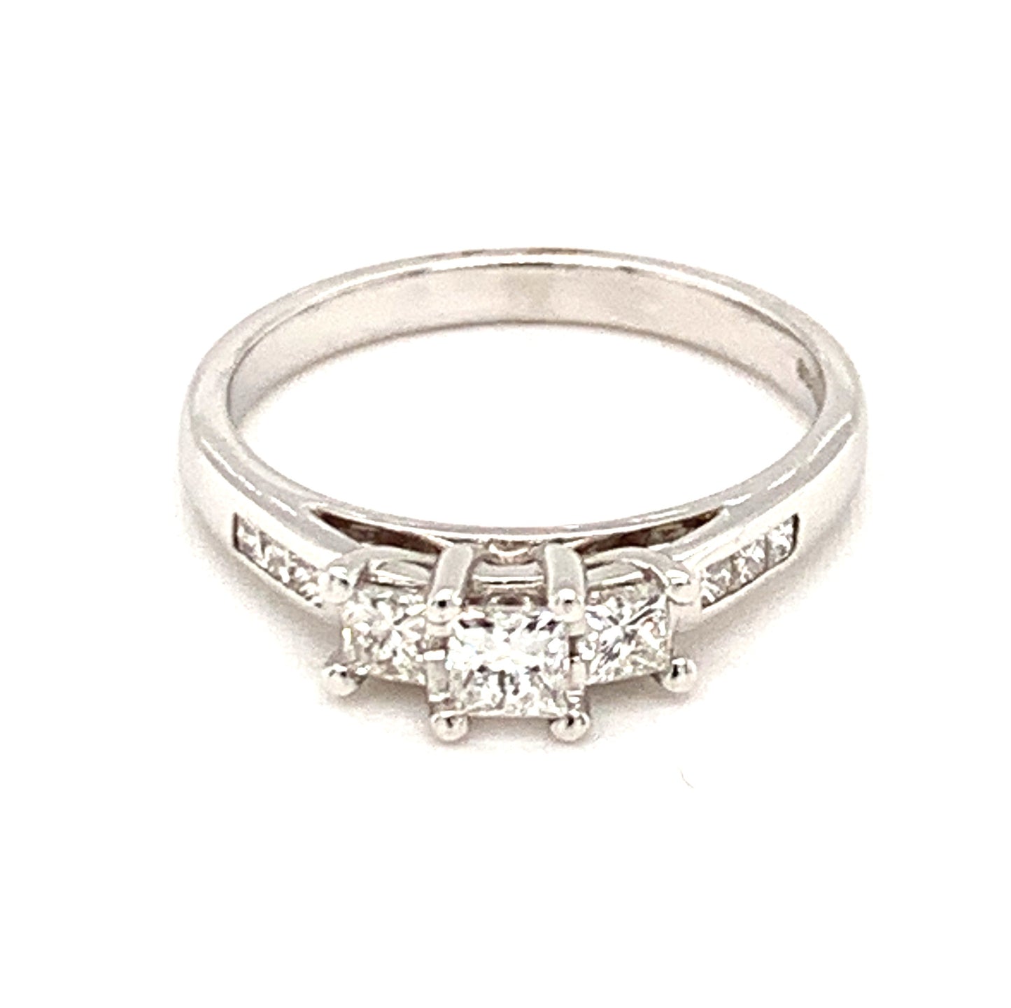 18ct White Gold Three Stone Princess Cut .62ct Diamond Ring