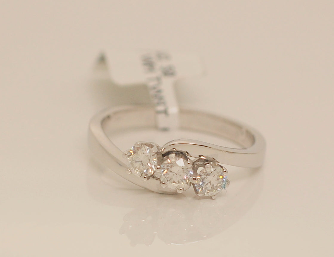 18ct White Gold Three Stone .50ct Diamond Ring