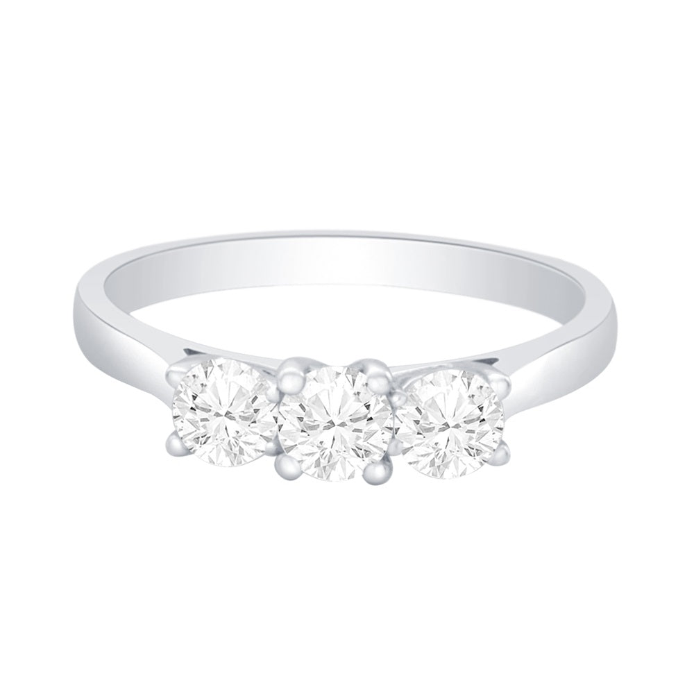9ct White Gold Three Stone .60ct Diamond Ring