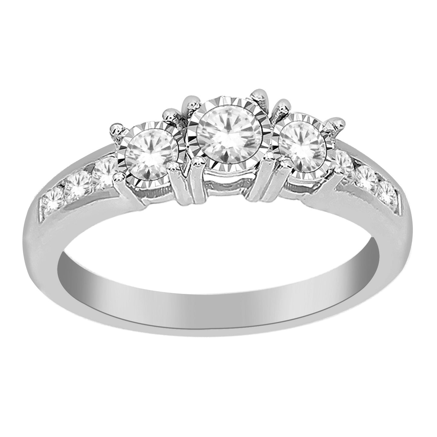 9ct White Gold Three Stone .50ct Diamond Ring