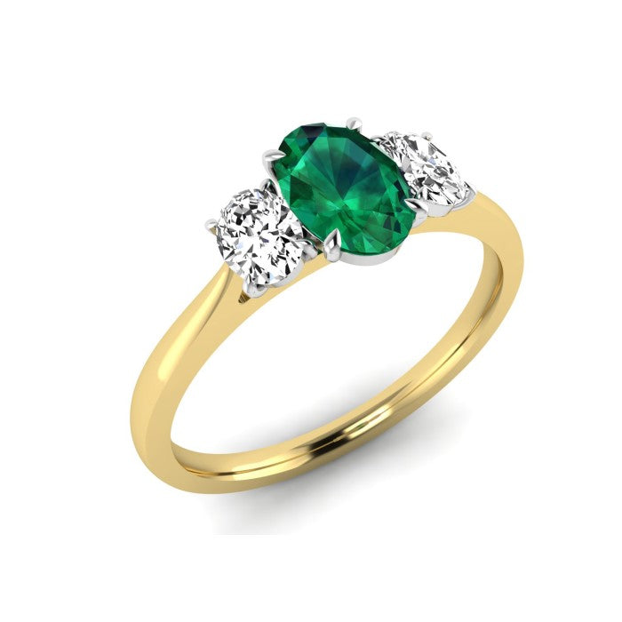 9ct 3 St Em Oval Dia .31