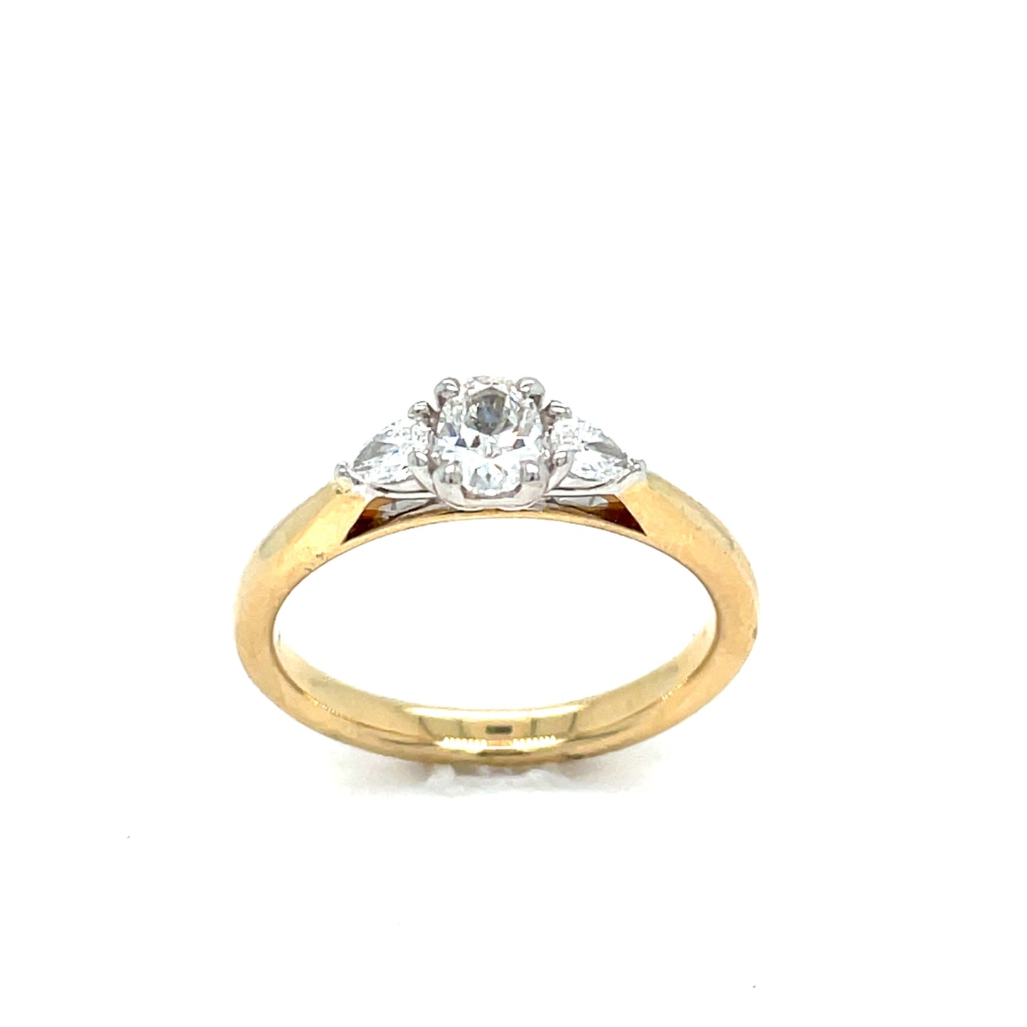 14ct Oval Pear Three Stone Diamond Ring .20ct