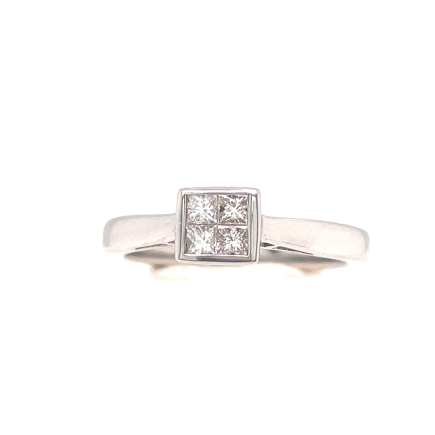 18ct White Gold Four Stone Princess Cut .28ct Diamond Ring