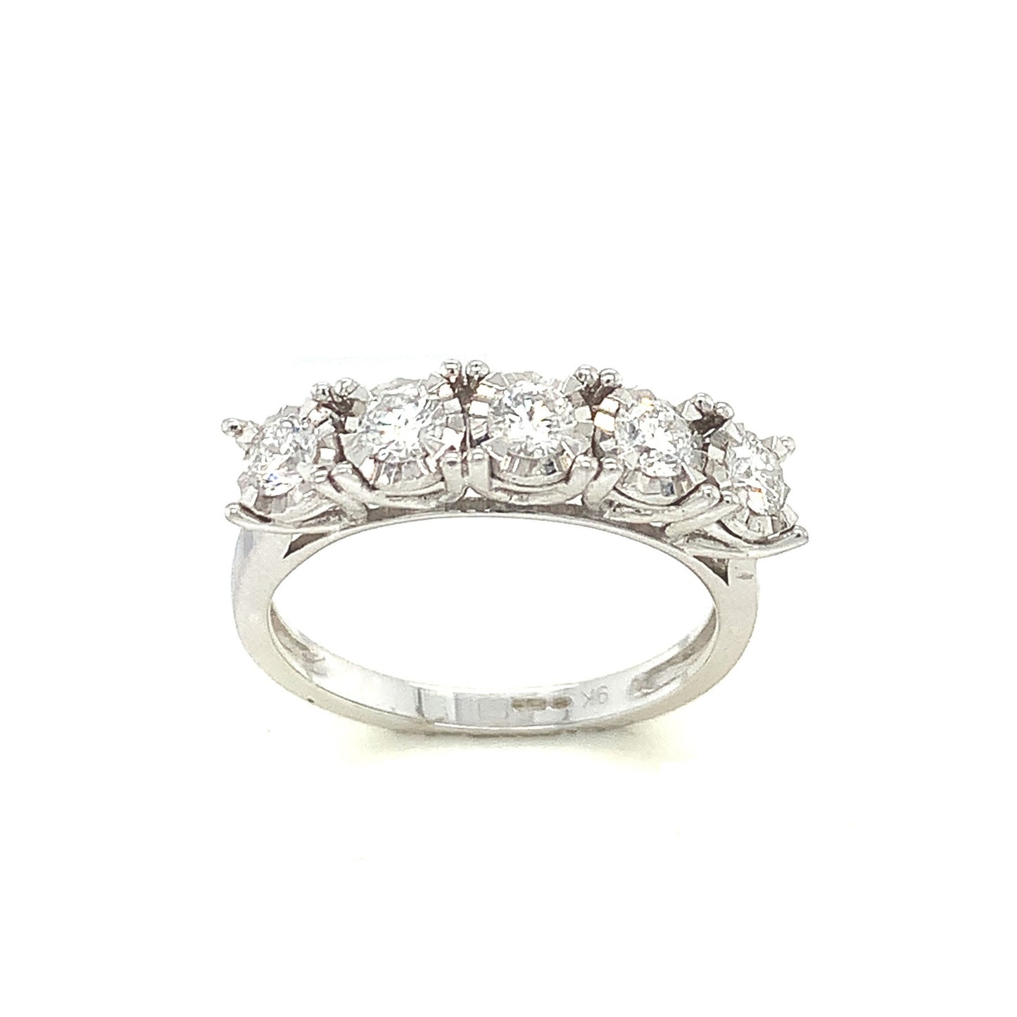 9ct White Gold Five Stone .50ct Diamond Ring