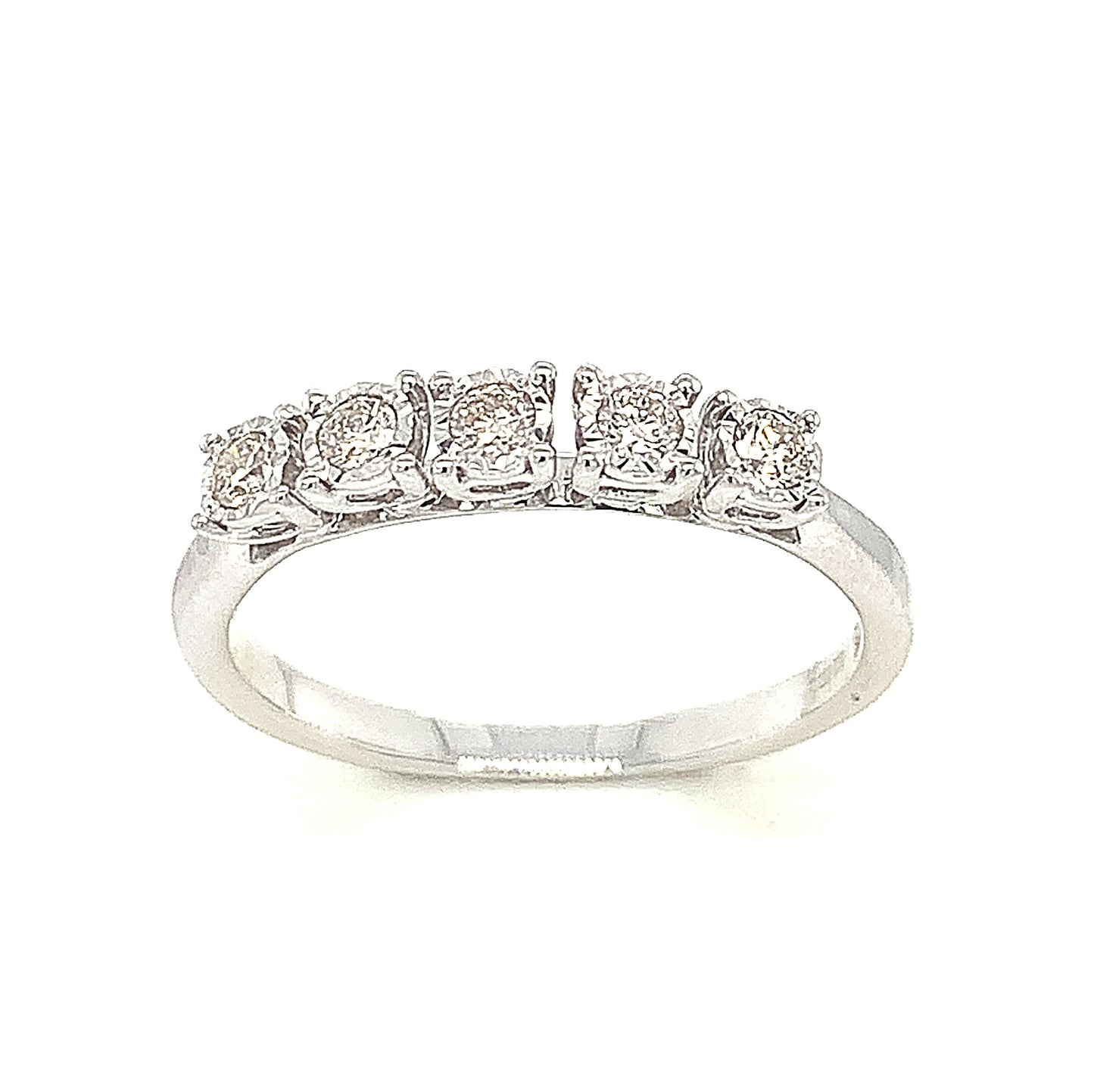 9ct White Gold Five Stone .20ct Diamond Ring