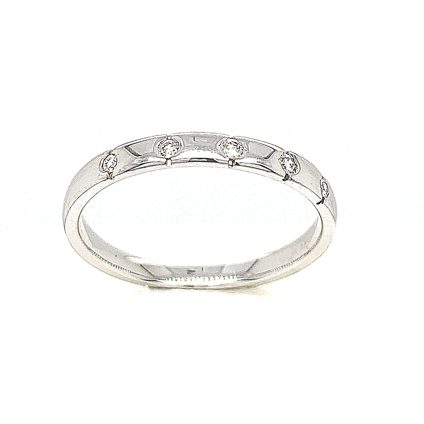 18ct White Gold Five Diamond Wedding Band