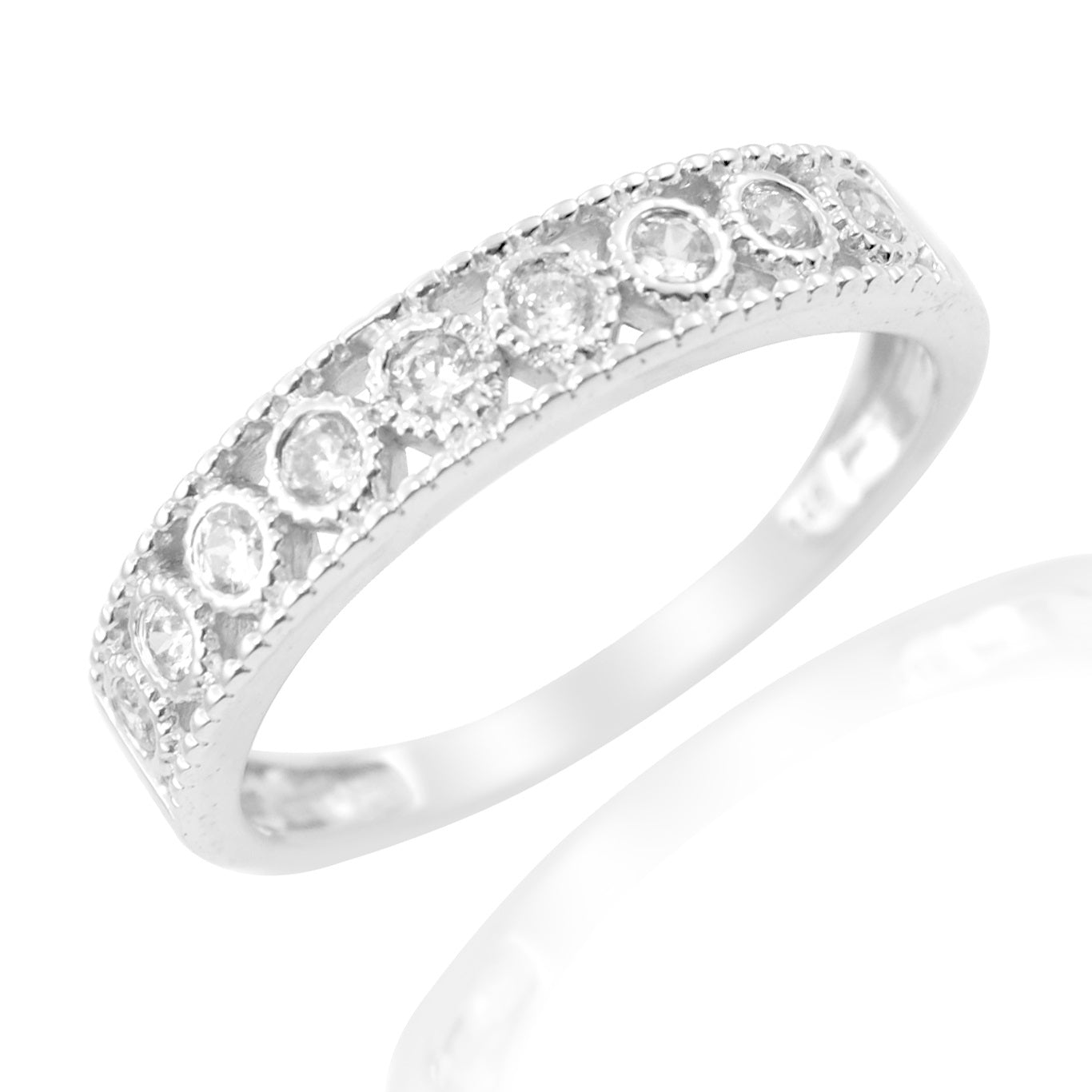 9ct White Gold Eternity Millgrain Edge .25ct Diamond Ring
