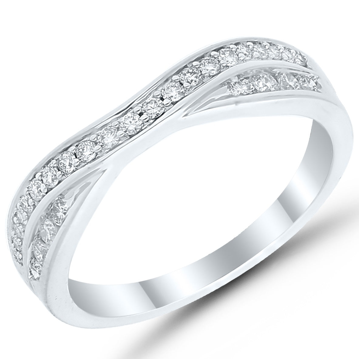 9ct White Gold Two Row Eternity .23ct Diamond Ring