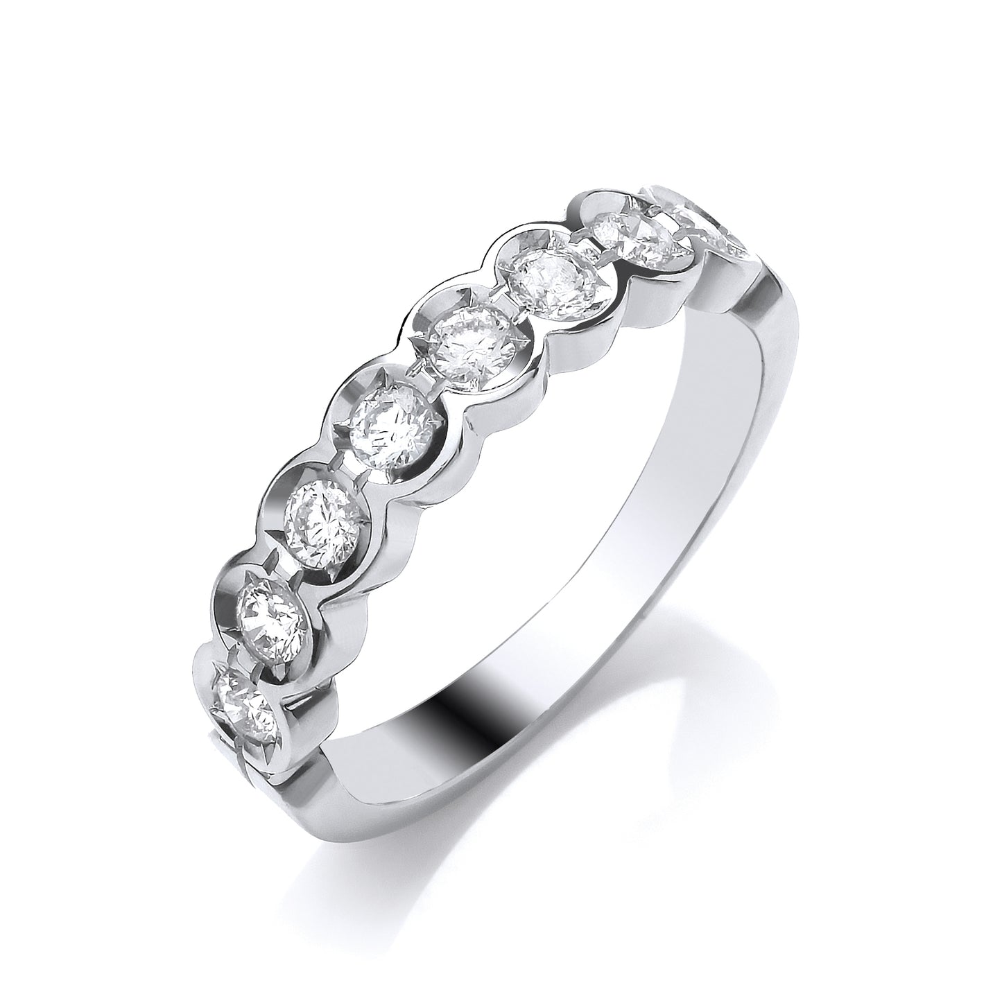 9ct White Gold Eight Stone .50ct Diamond Ring
