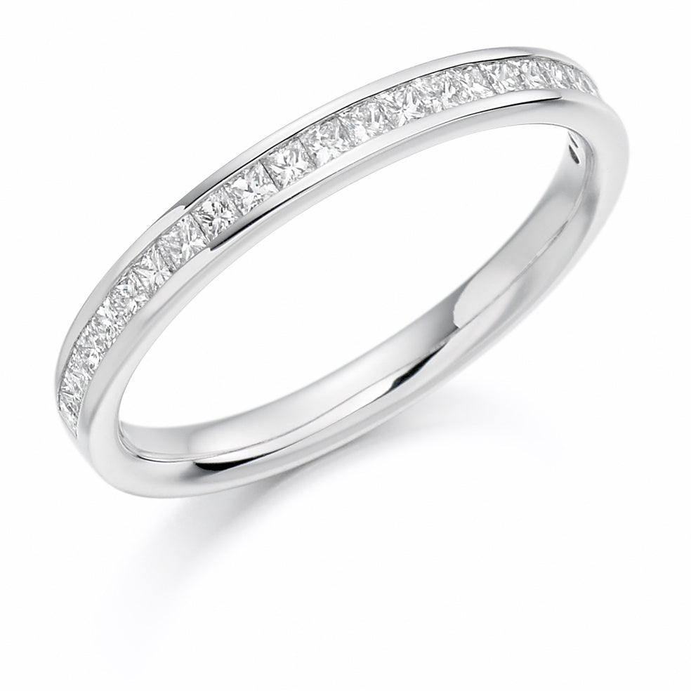 9ct White Gold Eternity Princess Cut Channel Set Diamond Ring