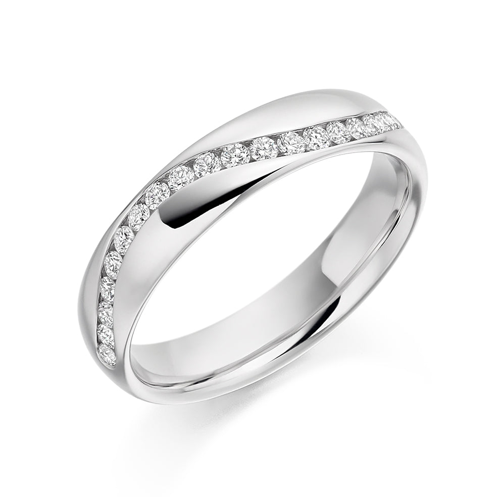 9ct White Gold Eternity Channel Set Wave .40 Carat Diamond Ring