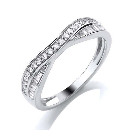 9ct White Gold Eternity 2 Row Wishbone .25ct Diamond Ring