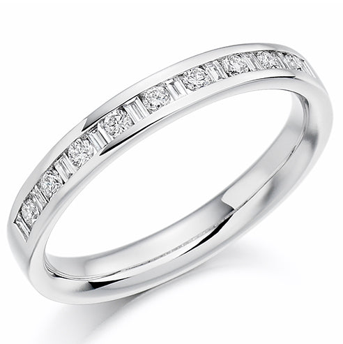 9ct Gold Eternity Round/Baguette Channel Set Diamond Ring .25ct