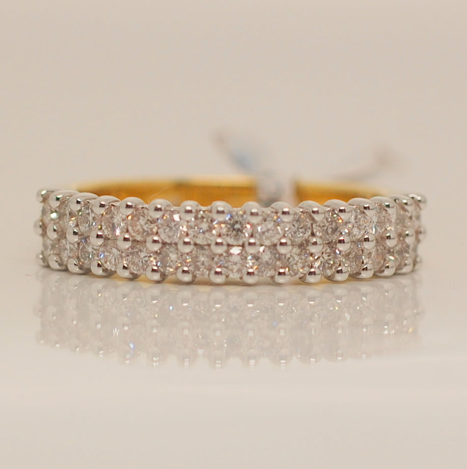 18ct White Gold 1/2 Carat Two Row Diamond Ring