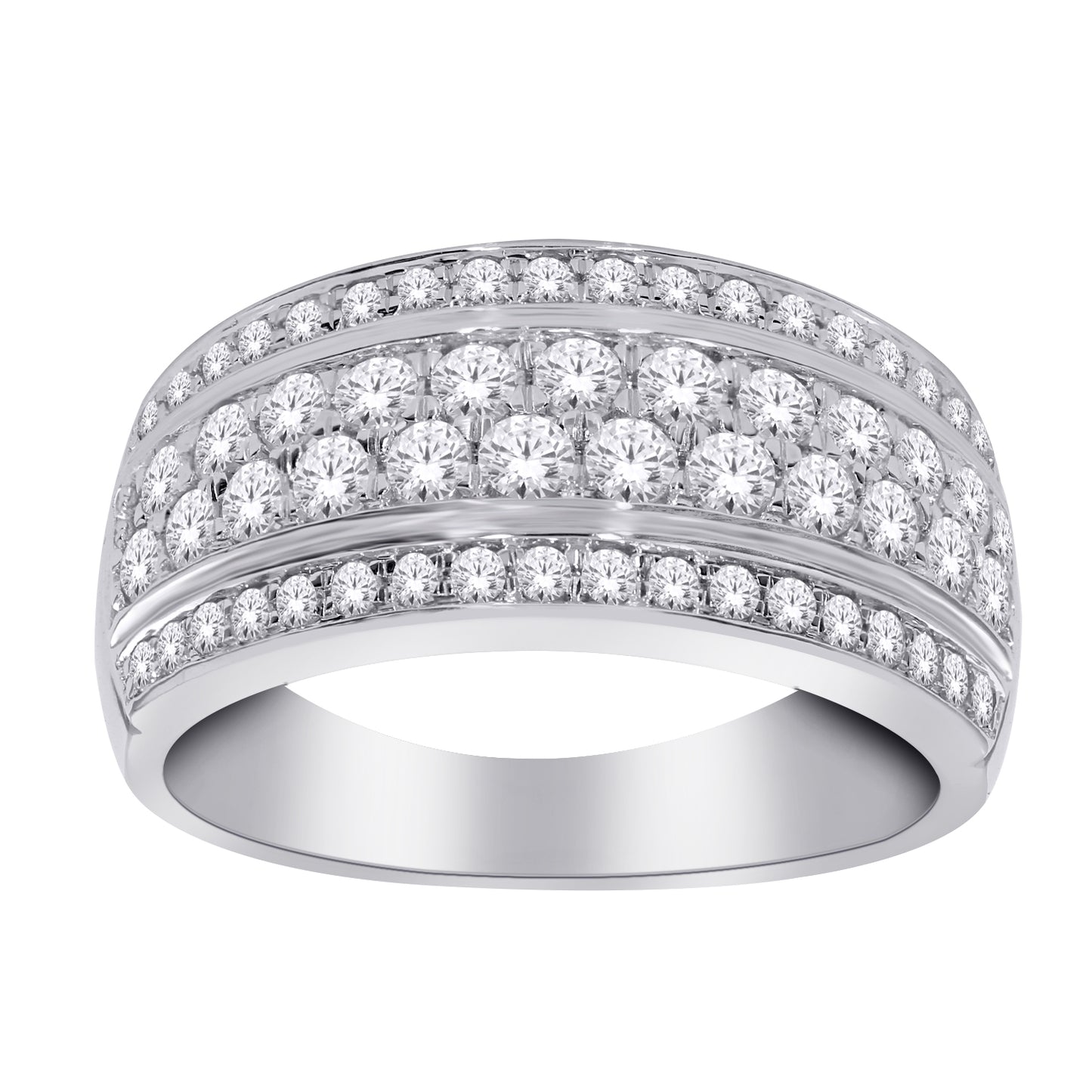 9ct White Gold 4row 1.00ct Diamond Ring