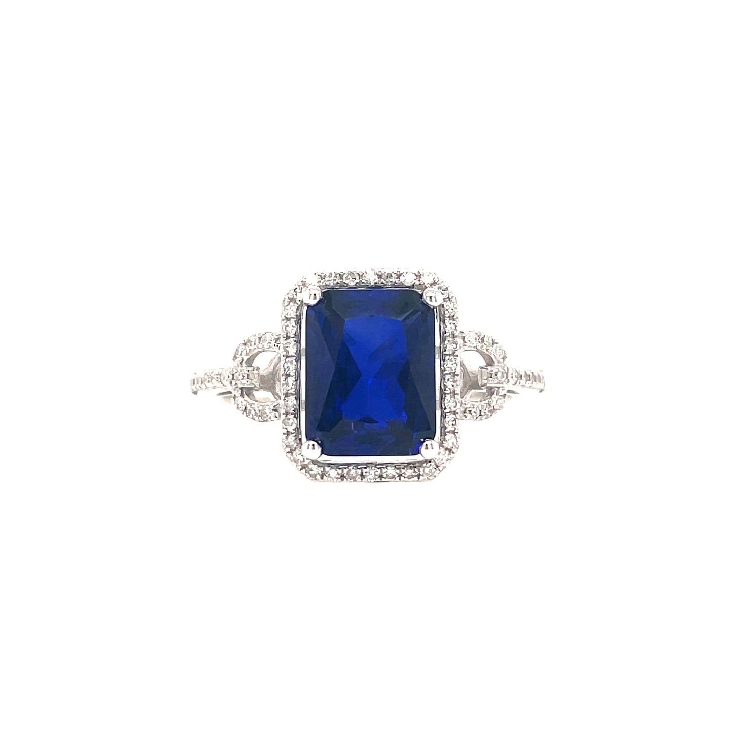 9ct Created Sapphire And Diamond .18ct Ring