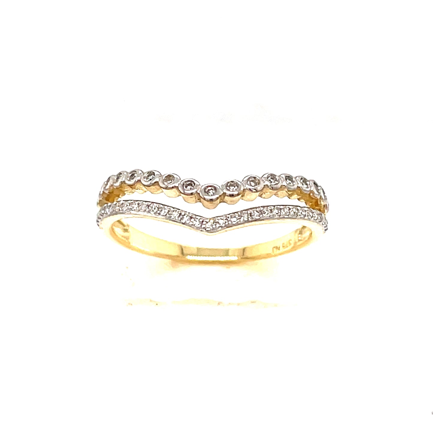 9ct 2 Row W/Bone Di .15ct