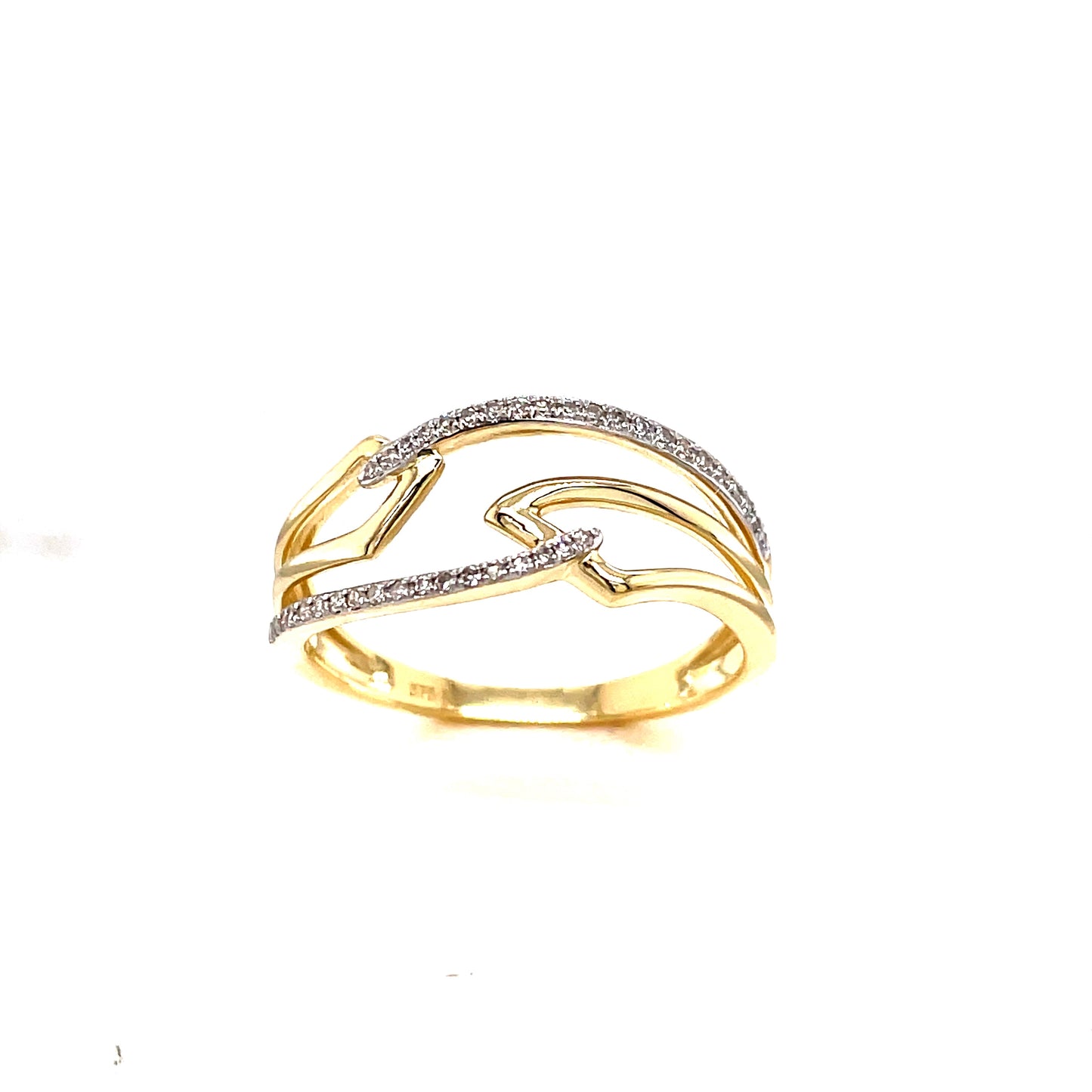 9ct Open Wrap Link Diamond Ring .10 Ct