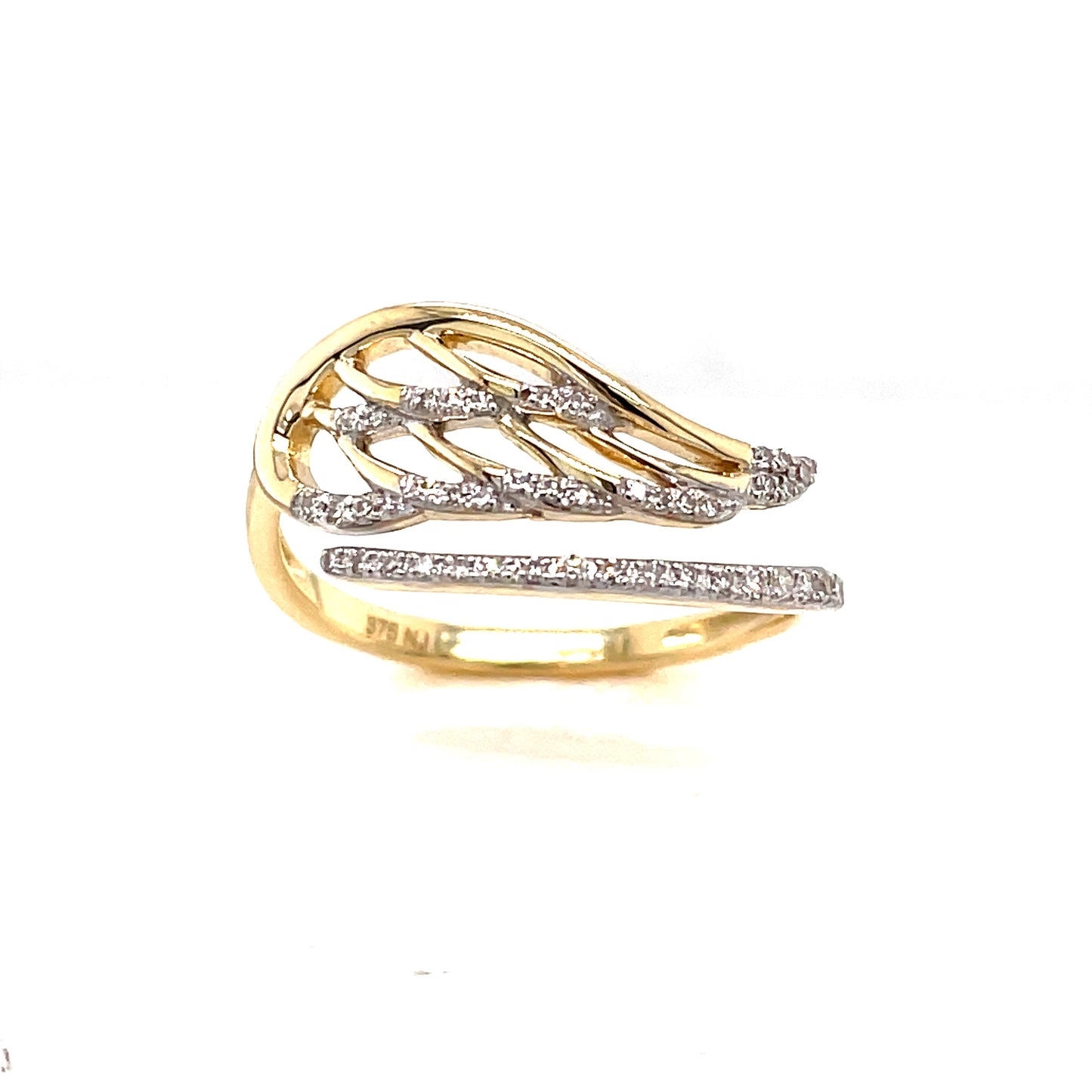 9ct Wrap Angel Wing Diamond Ring .12 Ct
