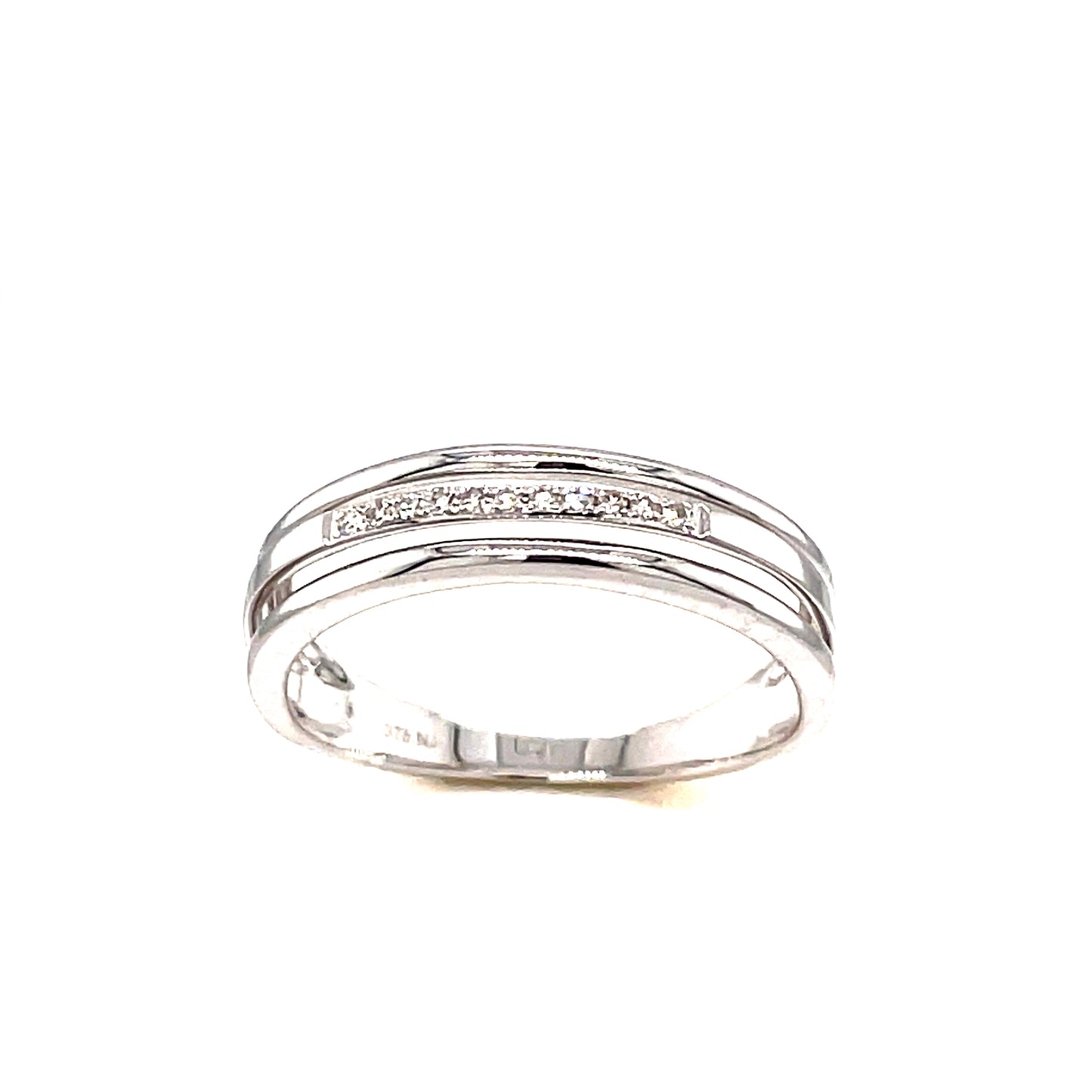 9ct White Gold Open 3 Row Diamond Ring .04ct