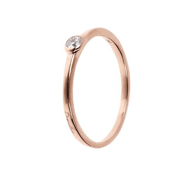 9ct Rose Gold Rubover Solitaire Diamond Ring