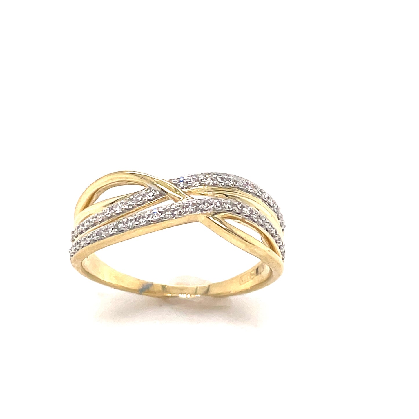 9ct Open Wave Crossover Diamond Ring .15ct