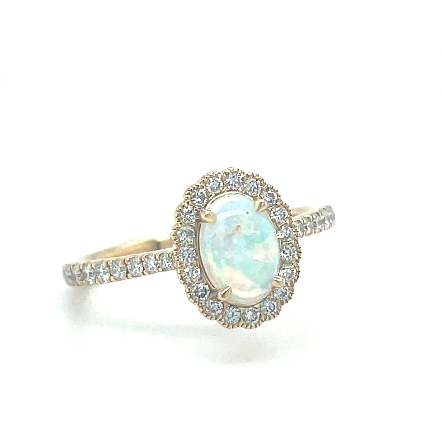 9ct Gold Opal In A Diamond Halo Setting 0.30ct