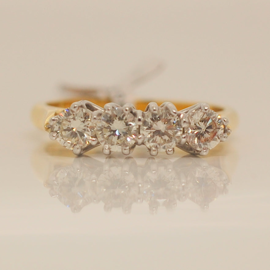 18ct Four Stone .89ct Diamond Ring