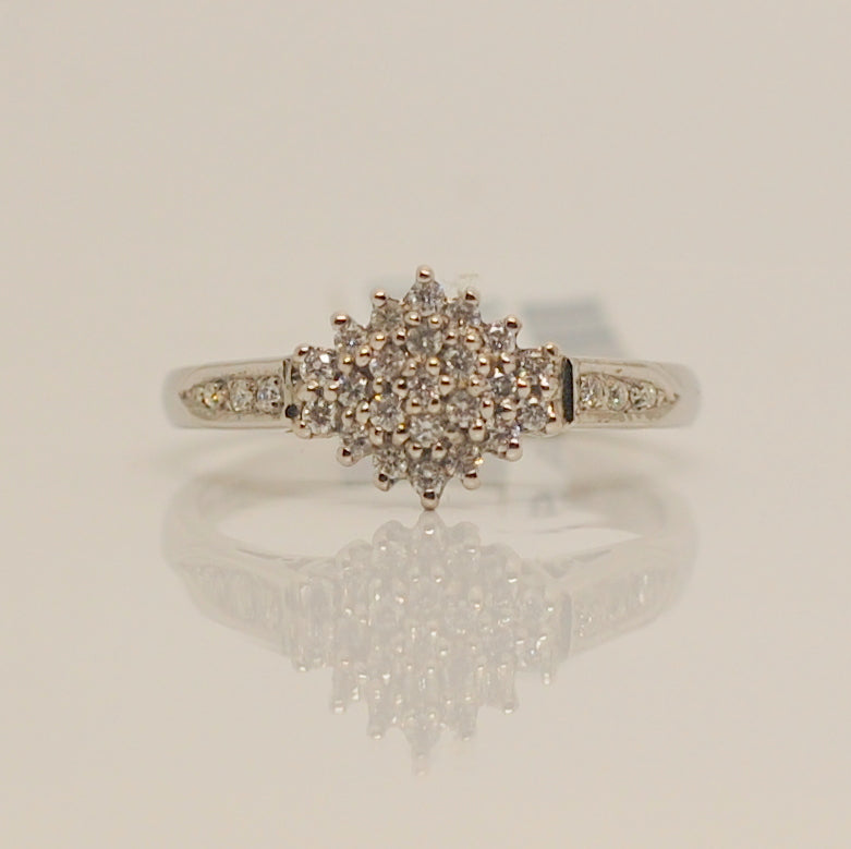 18ct White Gold Cluster .29ct Diamond Ring
