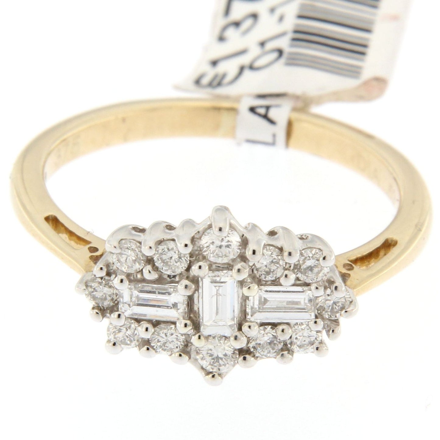 9ct Long Cluster .50ct Diamond Ring