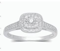 9ct White Gold Cluster .30ct Diamond Ring