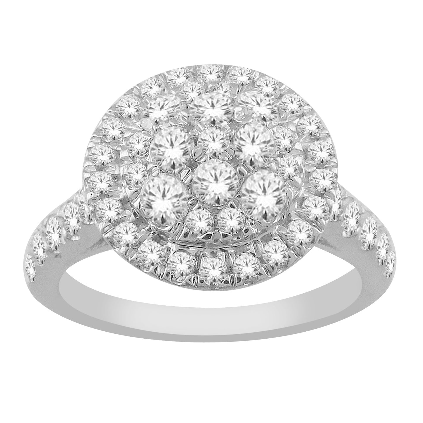 9ct White Gold Round Cluster 1.00ct Diamond Ring