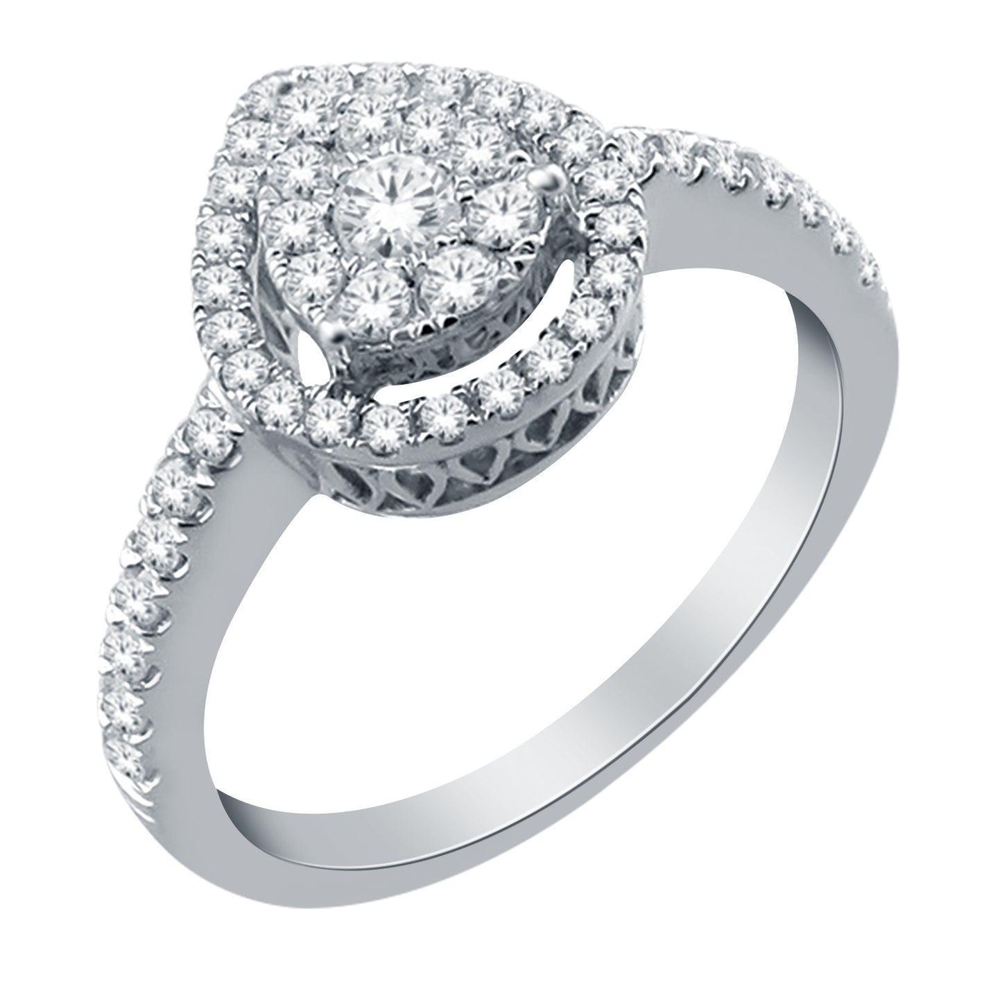 9ct White Gold Pear Cluster .50ct Diamond Ring