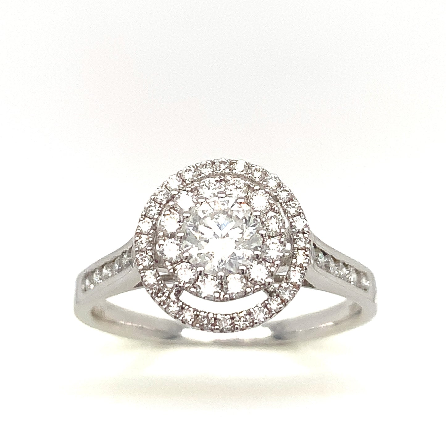 9ct White Gold Round Cluster .78ct Diamond Ring