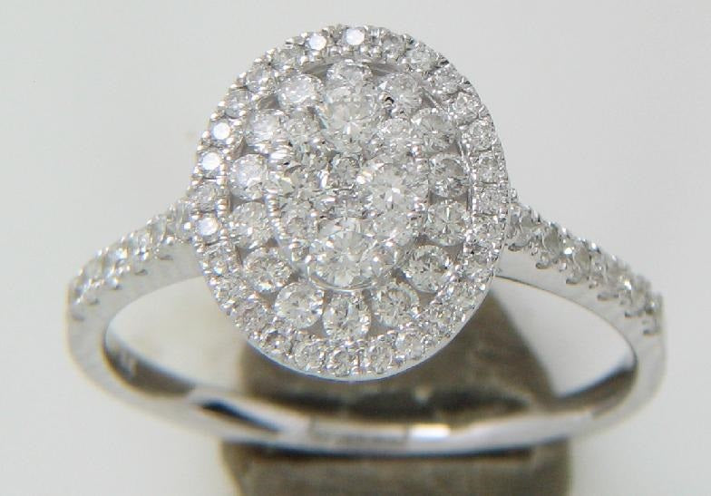 9ct White Gold Oval Cluster .74ct Diamond Ring