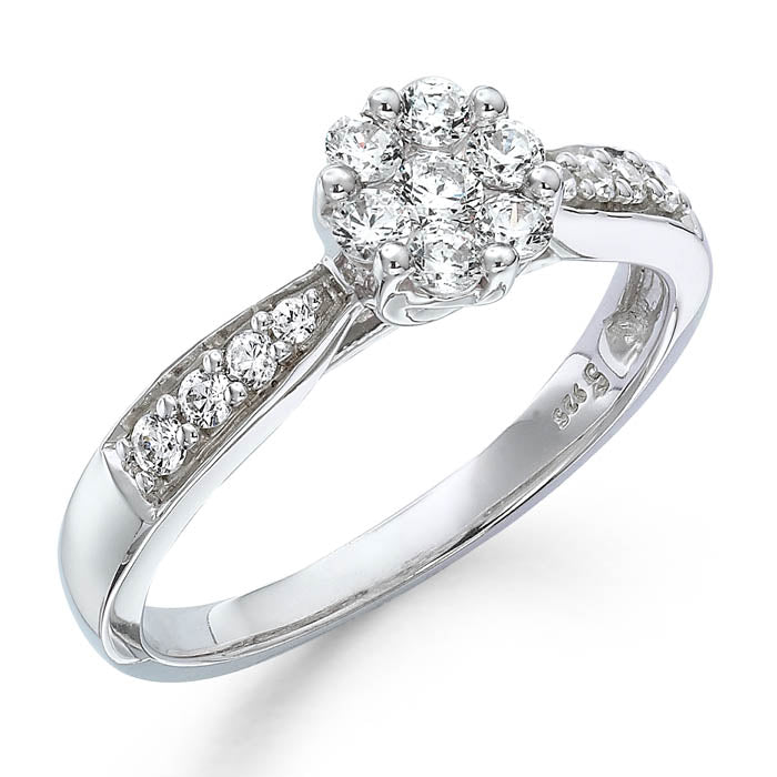 9ct White Gold Round Cluster .25ct Diamond Ring